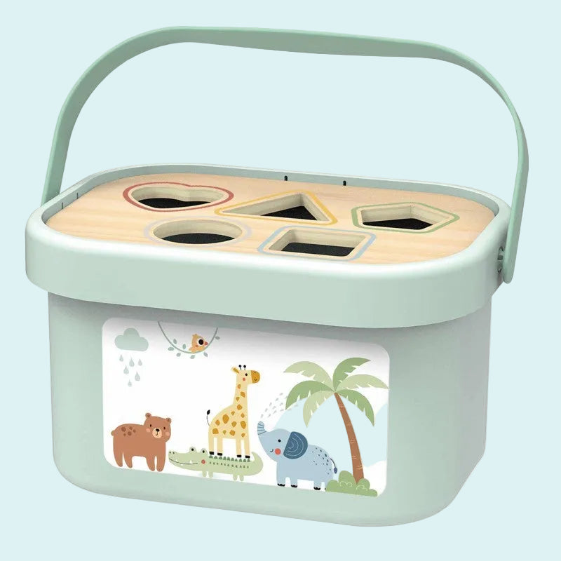 3in1 Toy Box - Sorting Blocks, Stackable Pyramid and Elephant On Wheels